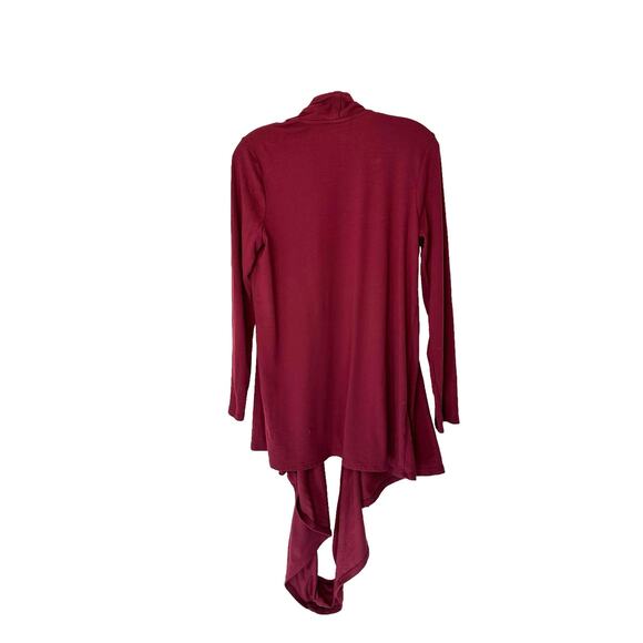 J. Jill Pure Jill Cardigan Burgundy Wine Red Twist Open Front Wrap Top Medium - Picture 5 of 7